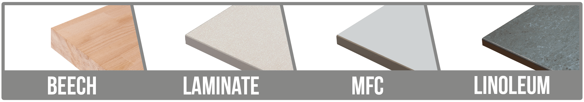 A choice of Beech, Laminate or Linoleum Worktops Available.