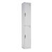 Office Locker - H.1800 W.300 D.450mm - 2 Compartments - White Carcass & Doors - Digital Keypad Locks