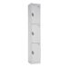 Office Locker - H.1800 W.300 D.300mm - 3 Compartments - White Carcass & Doors - Cam Locks
