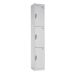 Office Locker - H.1800 W.300 D.450mm - 3 Compartments - White Carcass & Doors - Digital Keypad Locks