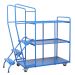 Order Picking Trolley - 3 Shelf Including 3 steps and Hand Rail - Blue