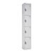 Office Locker - H.1800 W.300 D.450mm - 4 Compartments - White Carcass & Doors - Cam Locks