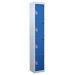 Steel Splash Locker - 4 Compartment - Dark Blue Doors - H.1800 W.300 D.450