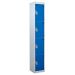 Tool Charging Locker - Solid Door - RCD Plug - 4 Compartment - Dark Blue Doors - H.1800 W.450 D.450