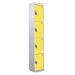 Tool Charging Locker - Solid Door - Standard Plug - 4 Compartment - Yellow Doors - H.1800 W.450 D.450
