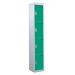 Tool Charging Locker - Solid Door - RCD Plug - 4 Compartment - Green Doors - H.1800 W.450 D.450