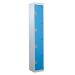 Tool Charging Locker - Solid Door - RCD Plug - 4 Compartment - Light Blue Doors - H.1800 W.450 D.450