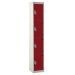 Tool Charging Locker - Solid Door - Standard Plug - 4 Compartment - Red Doors - H.1800 W.300 D.450