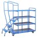 Order Picking Trolley - 4 Shelf Including 3 steps and Hand Rail - Blue