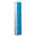 Tool Charging Locker - Solid Door - RCD Plug - 5 Compartment - Light Blue Doors - H.1800 W.450 D.450