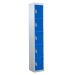 Tool Charging Locker - Solid Door - Standard Plug - 5 Compartment - Dark Blue Doors - H.1800 W.300 D.450