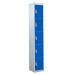 Tool Charging Locker - Solid Door - RCD Plug - 5 Compartment - Dark Blue Doors - H.1800 W.450 D.450
