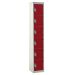Tool Charging Locker - Solid Door - Standard Plug - 6 Compartment - Red Doors - H.1800 W.300 D.450