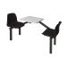 Standard Canteen Furniture - 2 Seat Single Entry - Black Seats - H.725 W.1690 L.530
