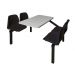 Standard Canteen Furniture - 4 Seater Single Entry - Black Seats - H.725 W.1690 L.1040