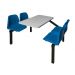 Standard Canteen Furniture - 4 Seater Single Entry - Blue Seats - H.725 W.1690 L.1040