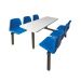 Standard Canteen Furniture - 6 Seater Double Entry - Blue Seats - H.725 W.1690 L.1580
