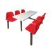 Standard Canteen Furniture - 6 Seater Double Entry - Red Seats - H.725 W.1690 L.1580