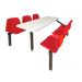 Standard Canteen Furniture - 6 Seater Single Entry - Red Seats - H.725 W.1690 L.1580