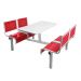 Spectrum Canteen Furniture - 4 Seater Double Entry - Red Seats - H.790 W.1755 L.1100