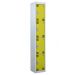 Tool Charging Locker - Perforated Door - Standard Plug - 4 Compartment - Yellow Doors - H.1800 W.450 D.450