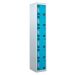 Tool Charging Locker - Perforated Door - RCD Plug - 6 Compartment - Light Blue Doors - H.1800 W.450 D.450