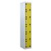 Tool Charging Locker - Perforated Door - RCD Plug - 6 Compartment - Yellow Doors - H.1800 W.450 D.450