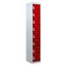 Tool Charging Locker - Perforated Door - Standard Plug - 8 Compartment - Red Doors - H.1800 W.300 D.450