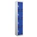 Tool Charging Locker - Perforated Door - Standard Plug - 4 Compartment - Dark Blue Doors - H.1800 W.450 D.450