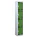 Tool Charging Locker - Perforated Door - RCD Plug - 4 Compartment - Green Doors - H.1800 W.300 D.450