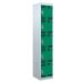 Tool Charging Locker - Perforated Door - RCD Plug - 5 Compartment - Green Doors - H.1800 W.450 D.450