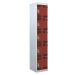 Tool Charging Locker - Perforated Door - RCD Plug - 5 Compartment - Red Doors - H.1800 W.450 D.450