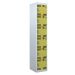 Tool Charging Locker - Perforated Door - Standard Plug - 6 Compartment - Yellow Doors - H.1800 W.450 D.450