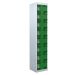 Tool Charging Locker - Perforated Door - Standard Plug - 8 Compartment - Green Doors - H.1800 W.300 D.450