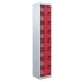 Tool Charging Locker - Perforated Door - Standard Plug - 8 Compartment - Red Doors - H.1800 W.450 D.450