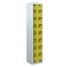 Tool Charging Locker - Perforated Door - RCD Plug - 8 Compartment - Yellow Doors - H.1800 W.450 D.450
