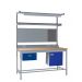 KIT E: Square Tube Workbench - Beech Top H.840 W.1800 D.750 - Single Drawer, Storage Cupboard, 1180mm Rear Support Posts, Service Duct Worktop Fitting, Light & Tool Rail Support, 3 Setting LED Light 30 Watt, Louvre Panel & Laminate Upper Shelf