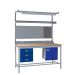 KIT F: Square Tube Workbench - Beech Top H.840 W.1200 D.750 - Storage Cupboard, Triple Drawer Unit, 1180mm Rear Support Posts, Service Duct Worktop Fitting, Light & Tool Rail Support, 3 Setting LED Light 30 Watt, Louvre Panel & Laminate Upper Shelf