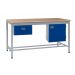 KIT A: Square Tube Workbench - Beech Top H.840 W.1200 D.750 - Single Drawer & Storage Cupboard - Blue Fronts