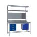 KIT F: Square Tube Workbench - Laminate Top H.840 W.1200 D.750 - Storage Cupboard, Triple Drawer Unit, 1180mm Rear Support Posts, Service Duct Worktop Fitting, Light & Tool Rail Support, 3 Setting LED Light 30 Watt, Louvre Panel & Laminate Upper Shelf