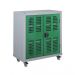 Mobile Perforated Cupboard - 2 Shelves - Green Doors - H.1040 W.900 D.460