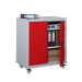 Mobile Workplace Cupboard - Red Doors - 2 Shelves - H.1040 W.900 D.610