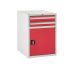 Euroslide 2 Drawer & Cupboard - 2x100mm, 1x500mm - H.825 W.600 D.650 - Red