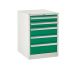 Euroslide 5 Drawer - 2x100mm, 2x150mm, 1x200mm - H.825 W.600 D.650 - Green