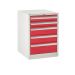 Euroslide 5 Drawer - 2x100mm, 2x150mm, 1x200mm - H.825 W.600 D.650 - Red