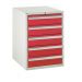 Euroslide 5 Drawer - 5x150mm - H.825 W.600 D.650 - Red