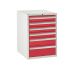 Euroslide 6 Drawer - 4x100mm, 1x150mm, 1x200mm - H.825 W.600 D.650 - Red