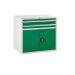 Euroslide 2 Drawer & Cupboard - 2x100mm, 1x500mm - H.825 W.900 D.650 - Green