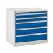 Euroslide 5 Drawer - 2x100mm, 2x150mm, 1x200mm - H.825 W.900 D.650 - Dark Blue