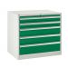 Euroslide 5 Drawer - 2x100mm, 2x150mm, 1x200mm - H.825 W.900 D.650 - Green